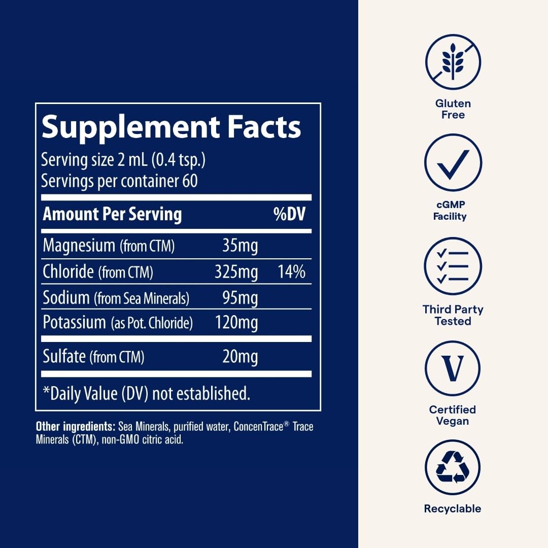 Trace Minerals NO! Muscle Cramps - Supplement for Healthy Muscle Function - Liquid Supplement - Electrolyte Balance - Endurance & Energy - Sugar-Free - 4.06 fl oz (60 Servings) - Maple Wellness Supplements