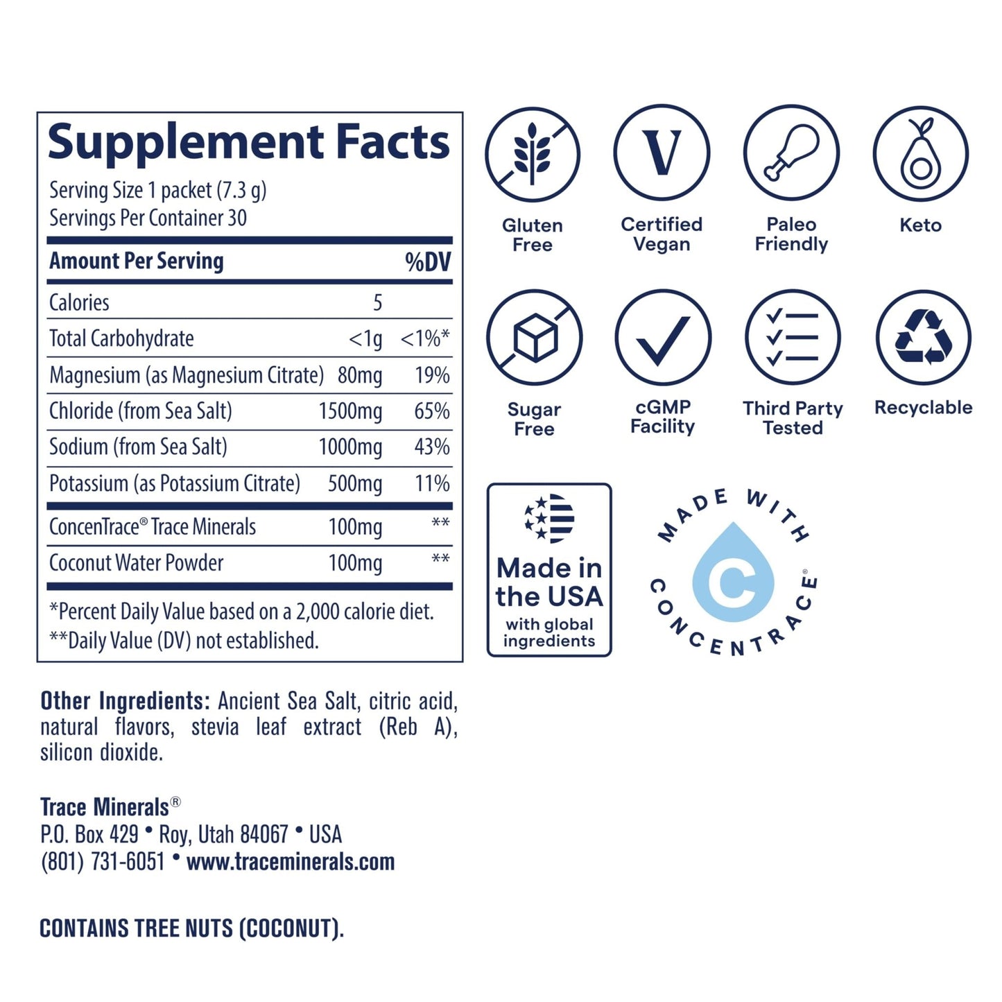 Trace Minerals ZeroLyte Salty Watermelon Flavor - Sugar Free Electrolyte Drink Mix - Supports Hydration, Energy, Stamina - Ancient Sea Salt, - Maple Wellness Supplements