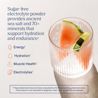 Trace Minerals ZeroLyte Salty Watermelon Flavor - Sugar Free Electrolyte Drink Mix - Supports Hydration, Energy, Stamina - Ancient Sea Salt, - Maple Wellness Supplements