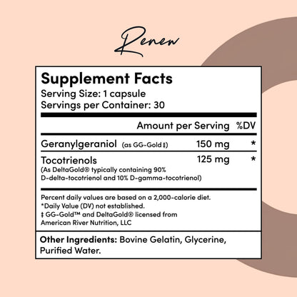 Tranont Renew - Antioxidant Complex for Vitality & Wellness | Vitamin E Tocotrienols & Geranylgeraniol | Supports Healthy Cellular Function, Joint Health, & Youthful Glow - 30 Capsules - Maple Wellness Supplements