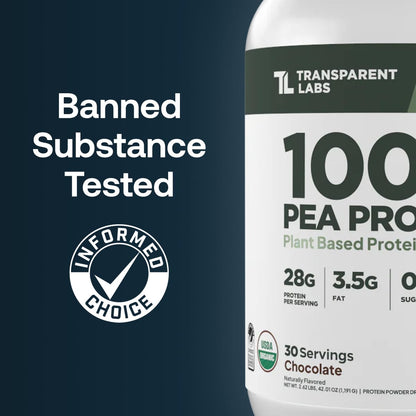 Transparent Labs 100% Pea Protein Powder - 28g Organic Plant Protein per Serving, Clean Pea Isolate Powder, USDA Organic, Vegan, Gluten-Free, Sugar-Free, Non-GMO - 30 Servings, Chocolate - Maple Wellness Supplements