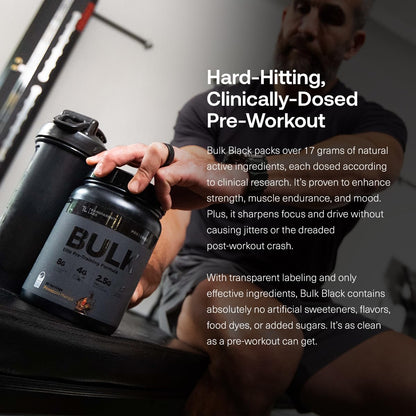Transparent Labs Bulk Black Pre Workout - Clinically Dosed, Sugar Free Preworkout for Men and Women with Beta Alanine Powder, Citrulline Malate - Maple Wellness Supplements