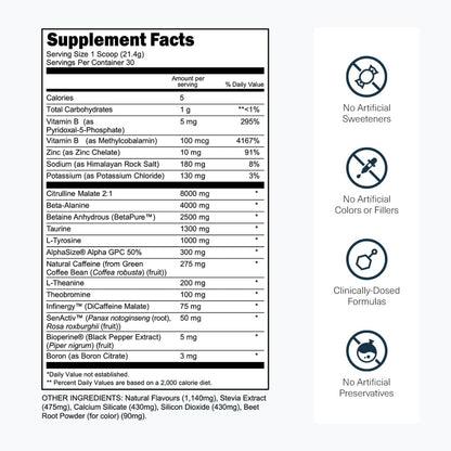 Transparent Labs Bulk Black Pre Workout - Clinically Dosed, Sugar Free Preworkout for Men and Women with Beta Alanine Powder, Citrulline Malate - Maple Wellness Supplements