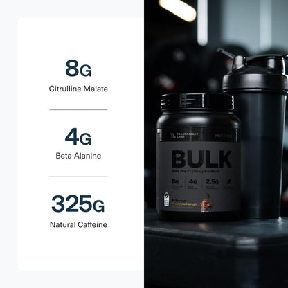 Transparent Labs Bulk Black Pre Workout - Clinically Dosed, Sugar Free Preworkout for Men and Women with Beta Alanine Powder, Citrulline Malate - Maple Wellness Supplements