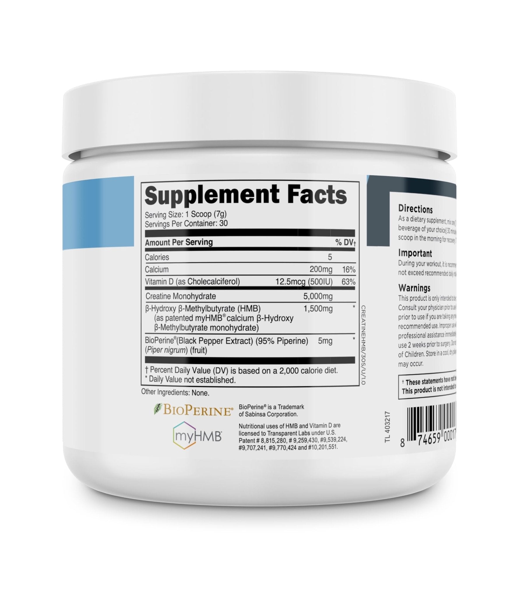 Transparent Labs Creatine HMB - Creatine Monohydrate Powder with HMB for Muscle Growth, Increased Strength, Enhanced Energy Output - Maple Wellness Supplements