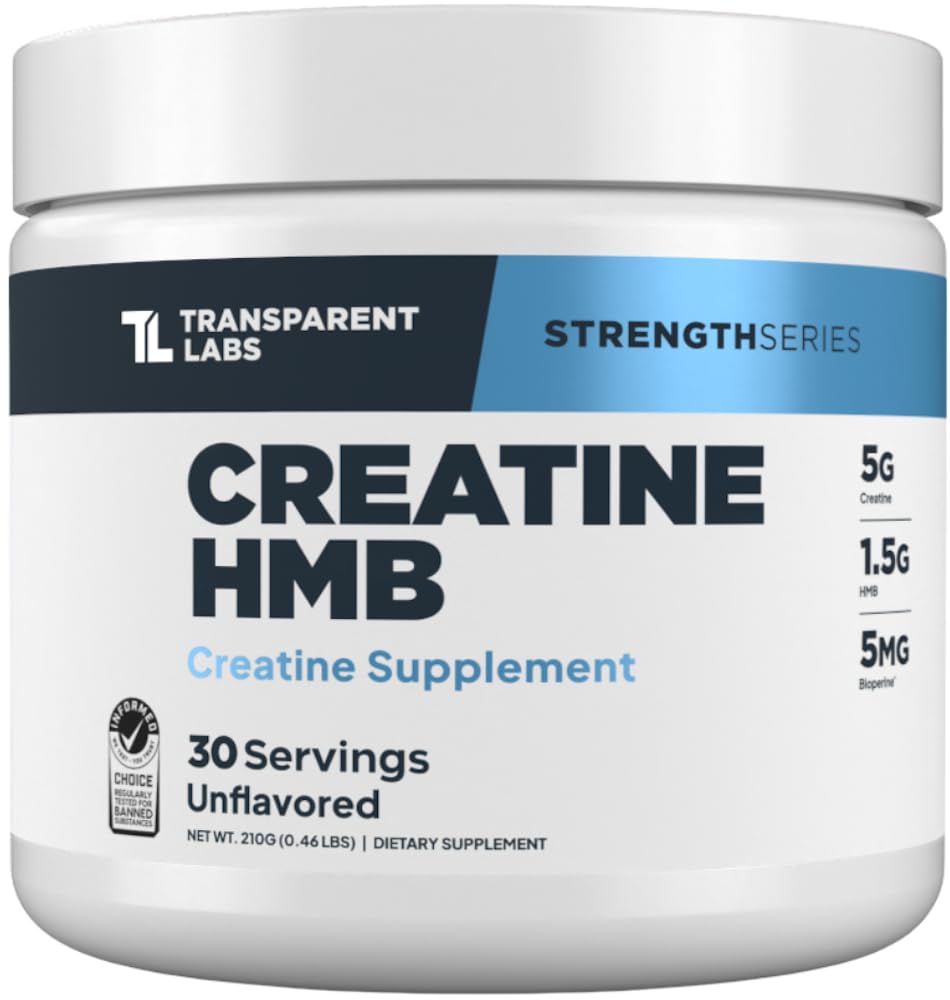 Transparent Labs Creatine HMB - Creatine Monohydrate Powder with HMB for Muscle Growth, Increased Strength, Enhanced Energy Output - Maple Wellness Supplements