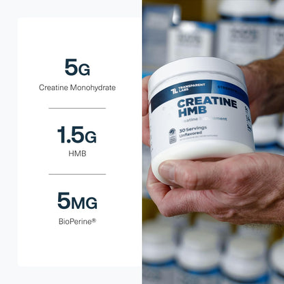 Transparent Labs Creatine HMB - Creatine Monohydrate Powder with HMB for Muscle Growth, Increased Strength, Enhanced Energy Output - Maple Wellness Supplements