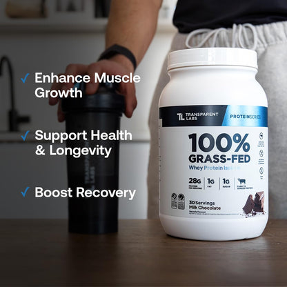 Transparent Labs Grass-Fed Whey Protein Isolate - Natural Flavor, Gluten Free Whey Protein Powder w/ 28g of Protein per Serving - Maple Wellness Supplements