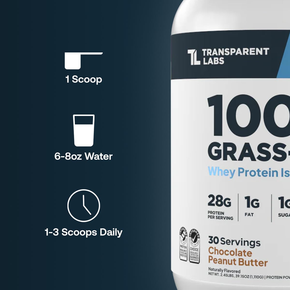Transparent Labs Grass-Fed Whey Protein Isolate - Natural Flavor, Gluten Free Whey Protein Powder w/ 28g of Protein per Serving - Maple Wellness Supplements