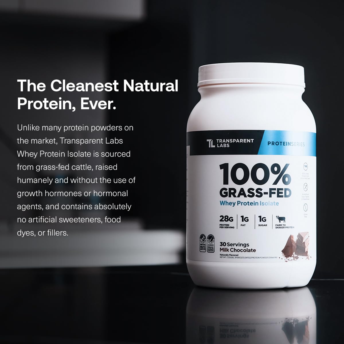 Transparent Labs Grass-Fed Whey Protein Isolate - Natural Flavor, Gluten Free Whey Protein Powder w/ 28g of Protein per Serving - Maple Wellness Supplements