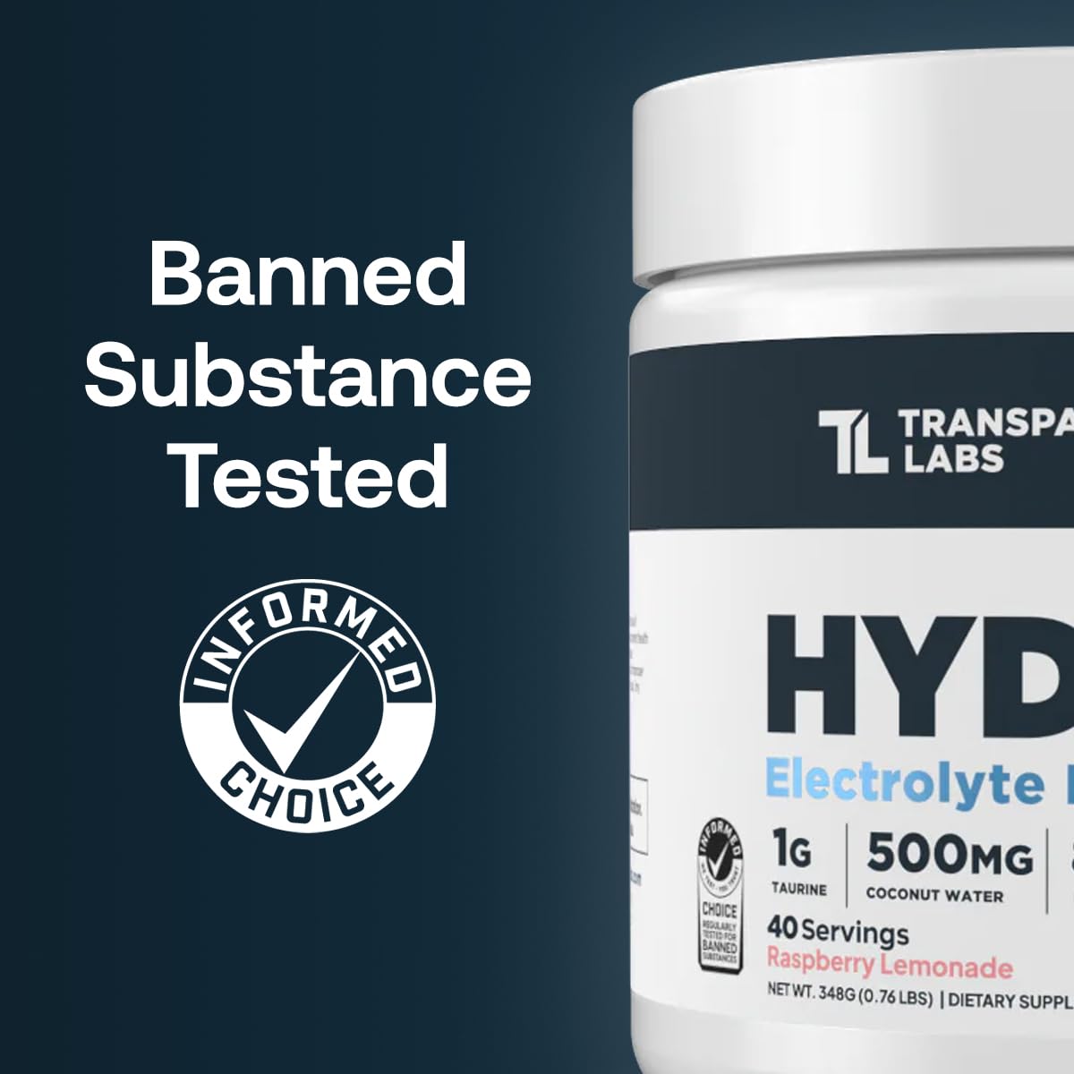 Transparent Labs Hydrate Naturally Sweetened Electrolytes Powder - Hydration Powder Electrolytes with Coconut Water, Calcium, Taurine, & Potassium - Maple Wellness Supplements