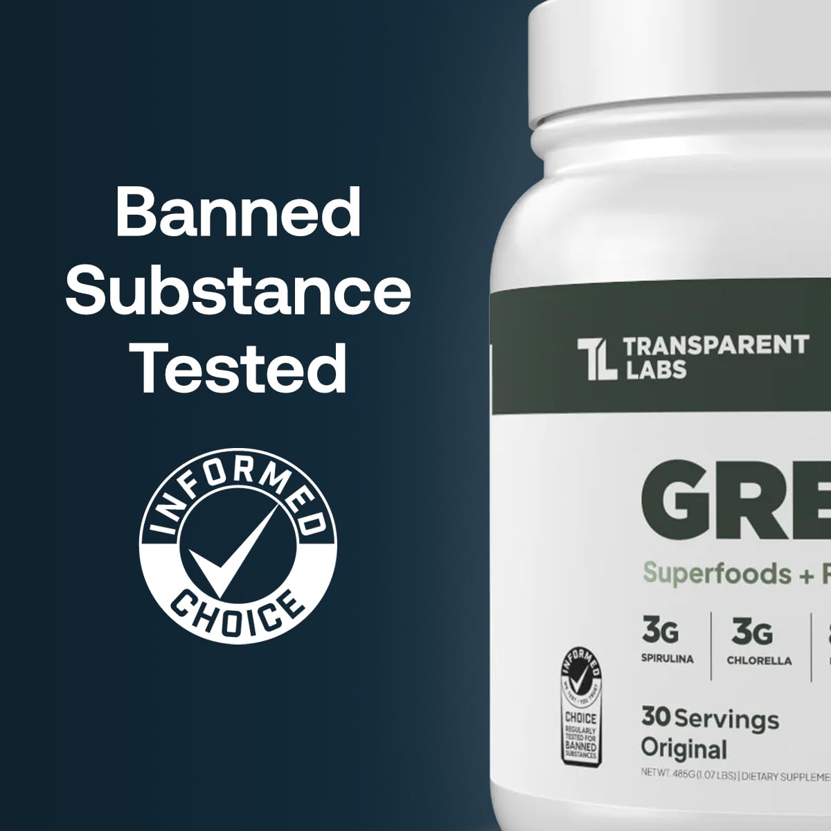 Transparent Labs Prebiotic Greens - Superfood Powder & Antioxidants Supplement with Organic Spirulina, Chloerra, Acacia, & Green Banana Powder - 30 Servings, Unflavored - Maple Wellness Supplements