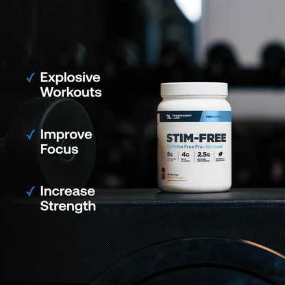 Transparent Labs Stim-Free Pre-Workout - Caffeine & Stim Free Pre Workout Powder for Men and Women with Beta Alanine Powder, Citrulline Malate, & elevATP - 30 Servings, Strawberry Lemonade - Maple Wellness Supplements