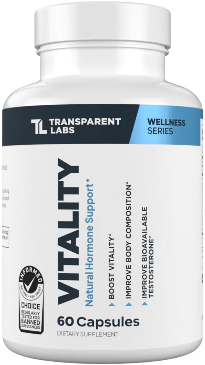 Transparent Labs Vitality Men with Ashwagandha KSM-66, PrimaVie Shilajit Extract, & DIM to Support Vitality, & Bioavailable - 60 Count - Maple Wellness Supplements