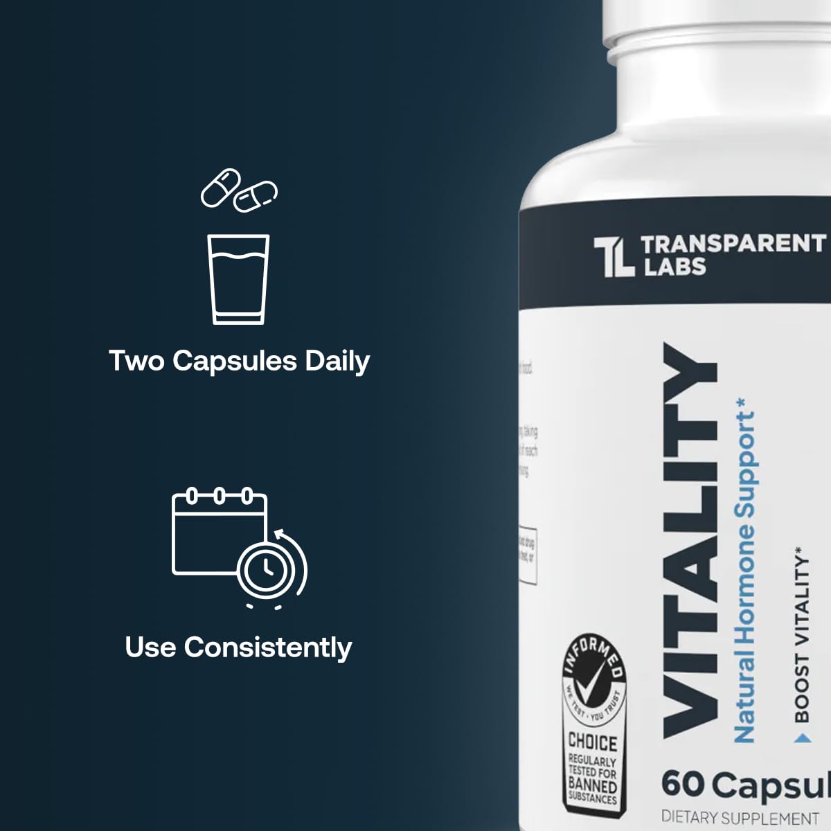 Transparent Labs Vitality Men with Ashwagandha KSM-66, PrimaVie Shilajit Extract, & DIM to Support Vitality, & Bioavailable - 60 Count - Maple Wellness Supplements