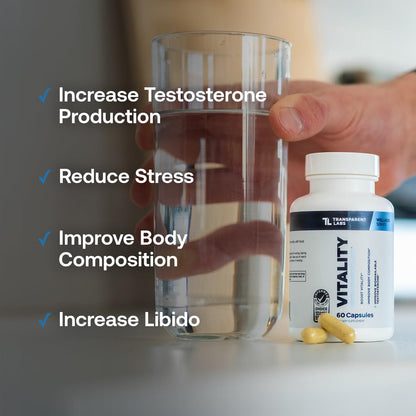 Transparent Labs Vitality Men with Ashwagandha KSM-66, PrimaVie Shilajit Extract, & DIM to Support Vitality, & Bioavailable - 60 Count - Maple Wellness Supplements