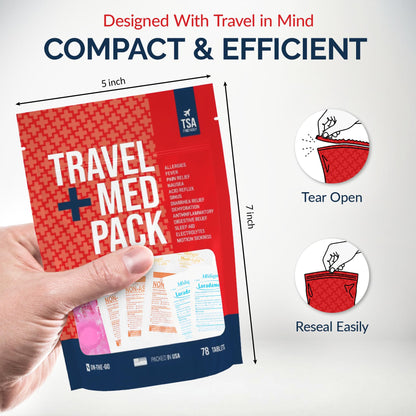 Travel Medicine Kit - 78-Piece TSA-Friendly Med Pack for Flights, Cruises & International Travel | Individually Wrapped Medication Essentials for Any Occasion - Maple Wellness Supplements