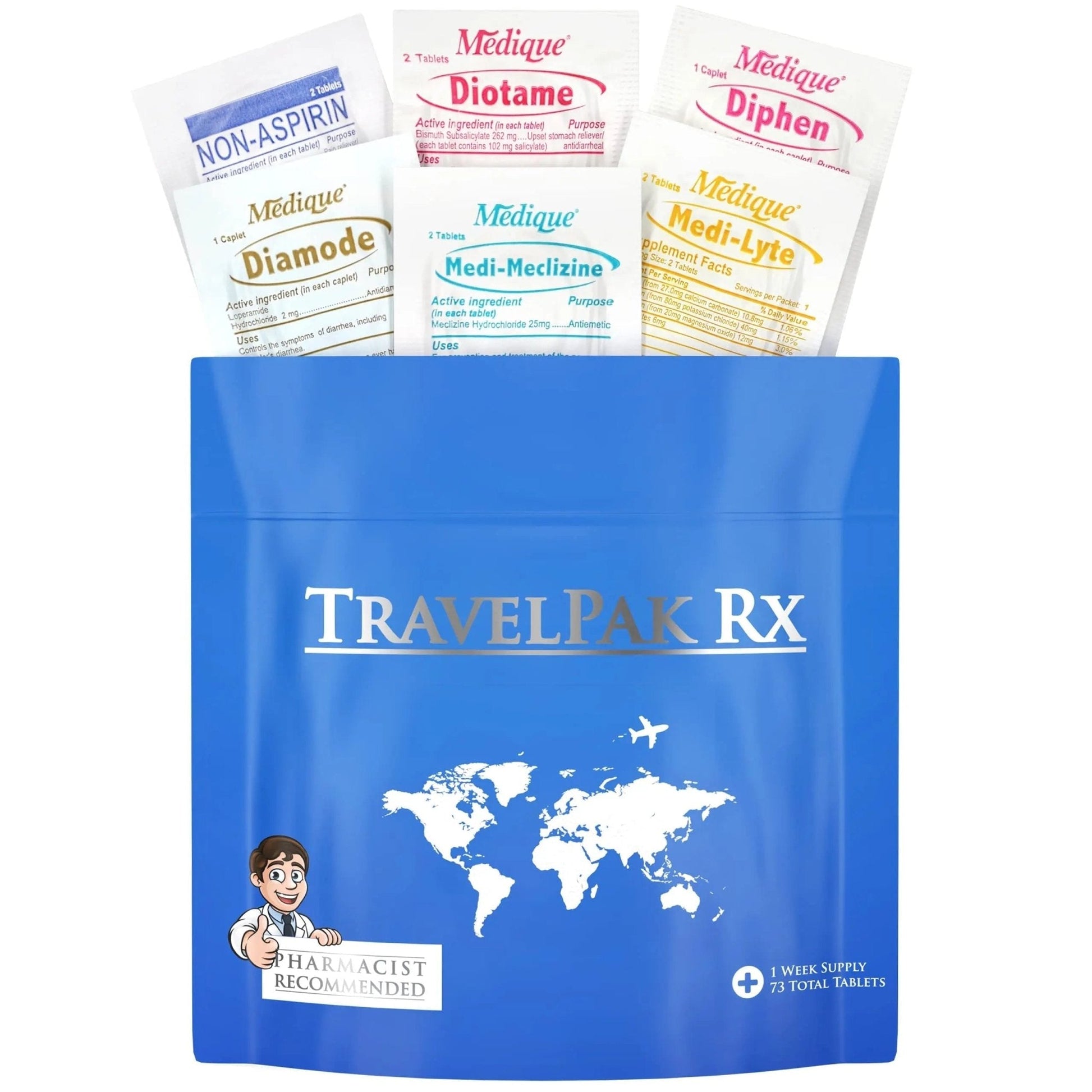 TravelPakRx Travel Essentials Medicine Kit - TSA-Approved Over-The-Counter Individual Medicine Packets, for Travel, Cruises, Camping, Created by Pharmacist - Maple Wellness Supplements