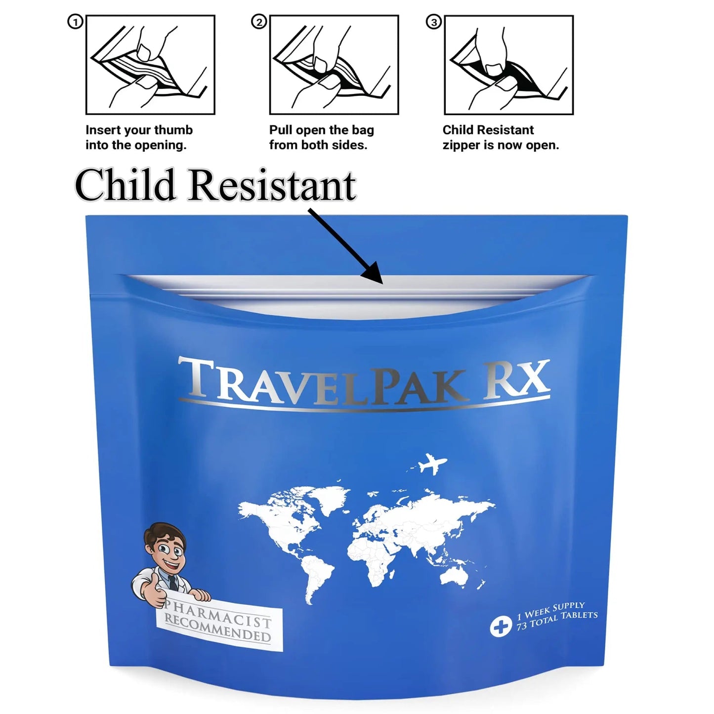 TravelPakRx Travel Essentials Medicine Kit - TSA-Approved Over-The-Counter Individual Medicine Packets, for Travel, Cruises, Camping, Created by Pharmacist - Maple Wellness Supplements