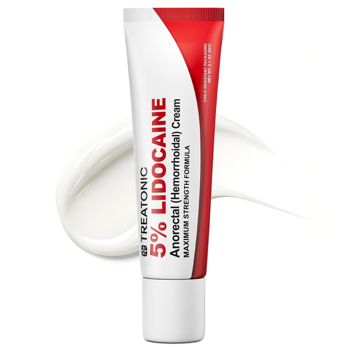 Treatonic 5% Lidocaine Numbing Cream: Lidocaine Cream for Pain Relief, Itching, Burning, Soreness, Hemorrhoid - Maximum Strength Topical Numb Cream - Fast Acting & Long Lasting Numbing Cream- 2.1 oz - Maple Wellness Supplements