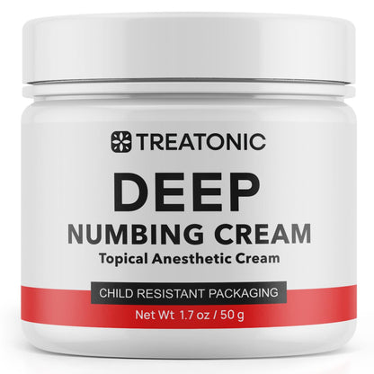 Treatonic Maximum Strength Numbing Cream: Numbing Cream for Discomfort, Burn, Itch & Pain Relief - Fast-Acting, Soothing Topical Anesthetic with Menthol & Emu Oil for Hemorrhoid Treatment – 1.7oz - Maple Wellness Supplements