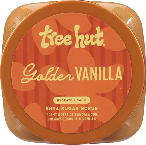 Tree Hut Golden Vanilla Shea Sugar Scrub, Exfoliating, Hydrating & Moisturizing Body Scrub with Shea Butter & Natural Oils - Maple Wellness Supplements