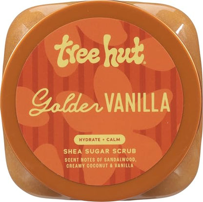 Tree Hut Golden Vanilla Shea Sugar Scrub, Exfoliating, Hydrating & Moisturizing Body Scrub with Shea Butter & Natural Oils - Maple Wellness Supplements