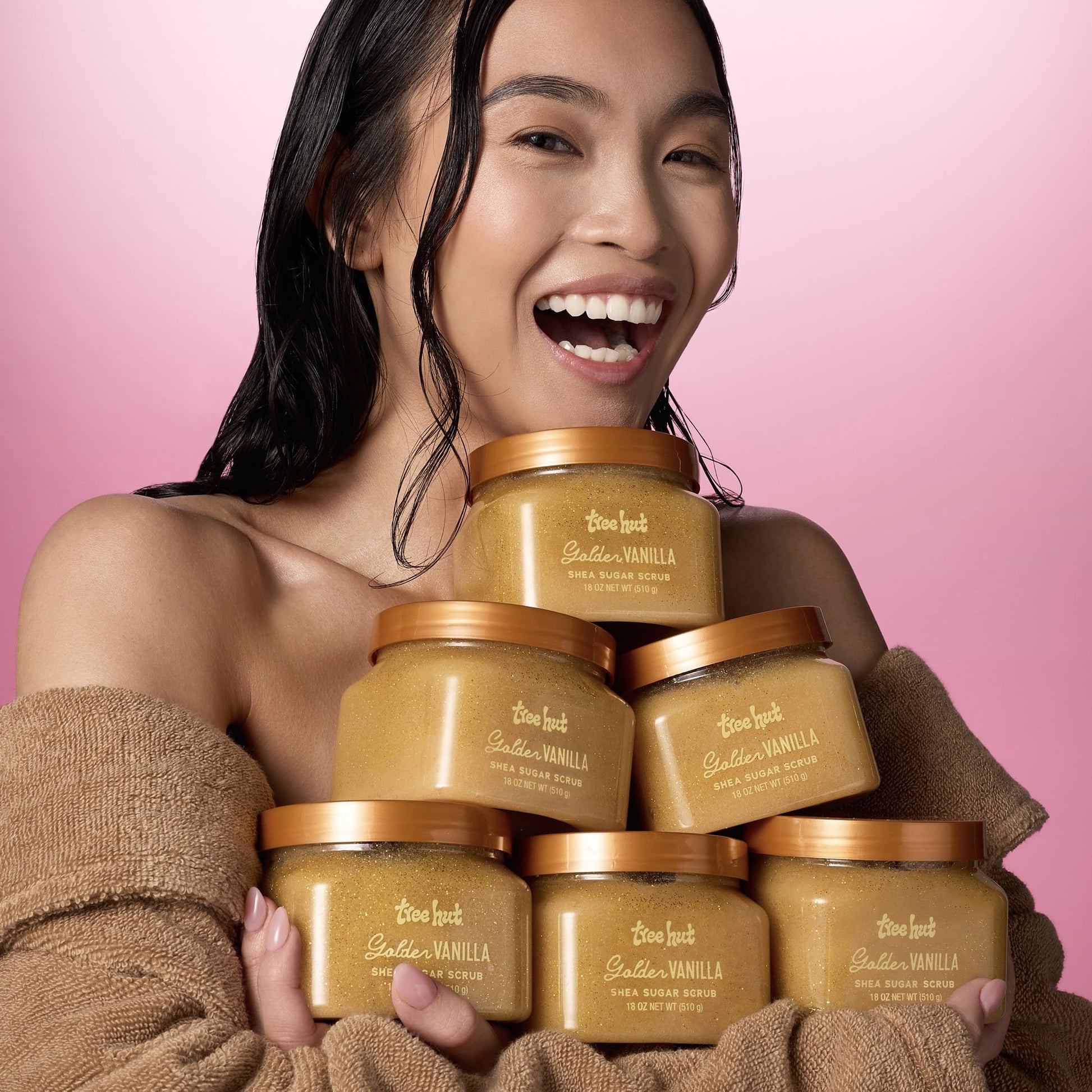 Tree Hut Golden Vanilla Shea Sugar Scrub, Exfoliating, Hydrating & Moisturizing Body Scrub with Shea Butter & Natural Oils - Maple Wellness Supplements