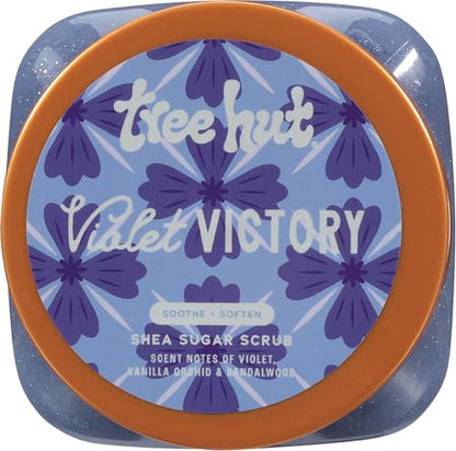 Tree Hut Violet Victory Shea Sugar Scrub, Exfoliating, Hydrating & Moisturizing Body Scrub with Shea Butter & Natural Oils, Smooth & Soften Skin, Polishing Exfoliant for Radiant Skin, 18 oz - Maple Wellness Supplements