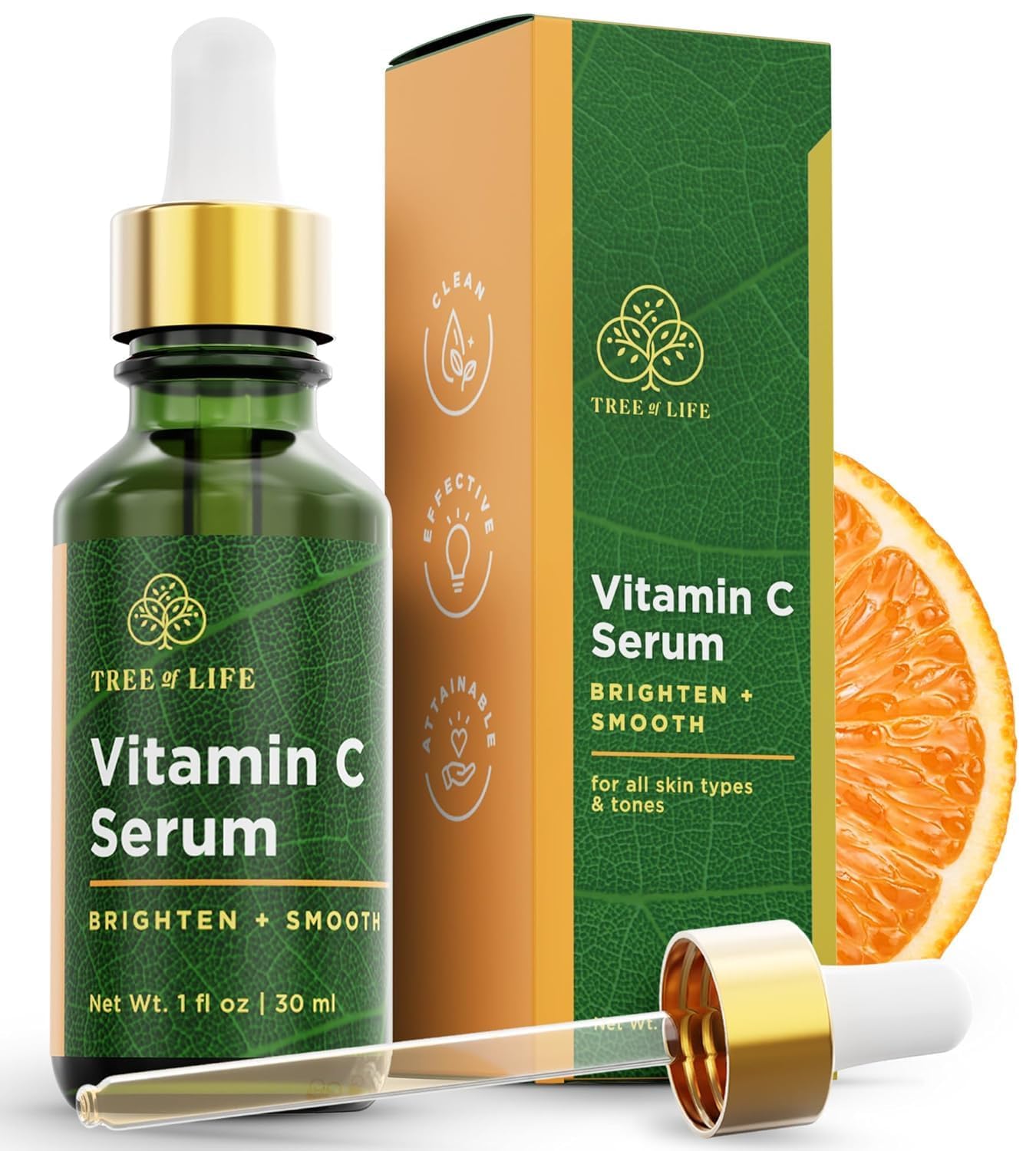 Tree of Life Beauty Vitamin C Skin Care Set, Skin Brightening Face Oil for Dark and Age Spots, Facial Serums - Maple Wellness Supplements