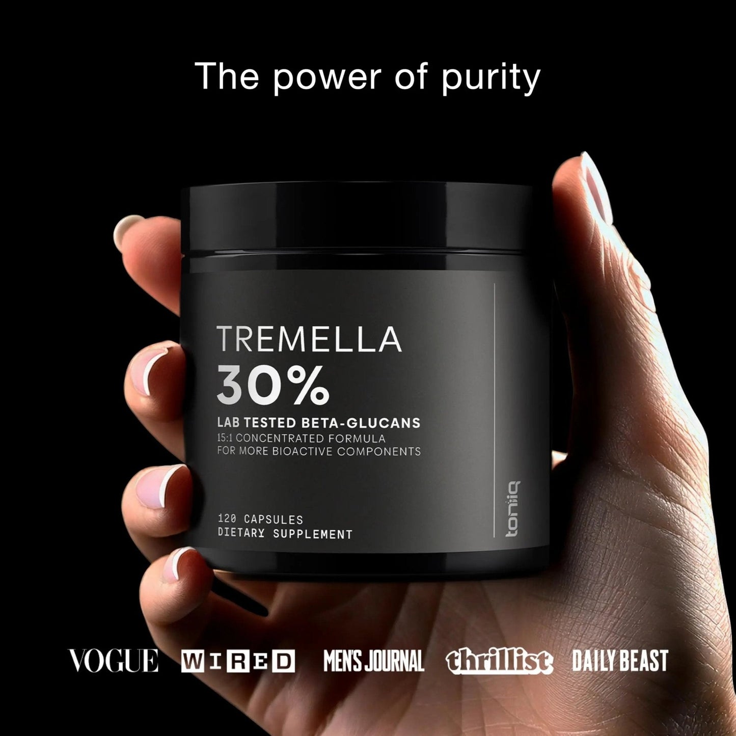 Tremella Mushroom Ultra High Potency 15:1 Extract with 30% Beta Glucans - Pure & Concentrated Formula - Third-Party Lab Tested for Purity & Quality - 120 Capsules - Maple Wellness Supplements