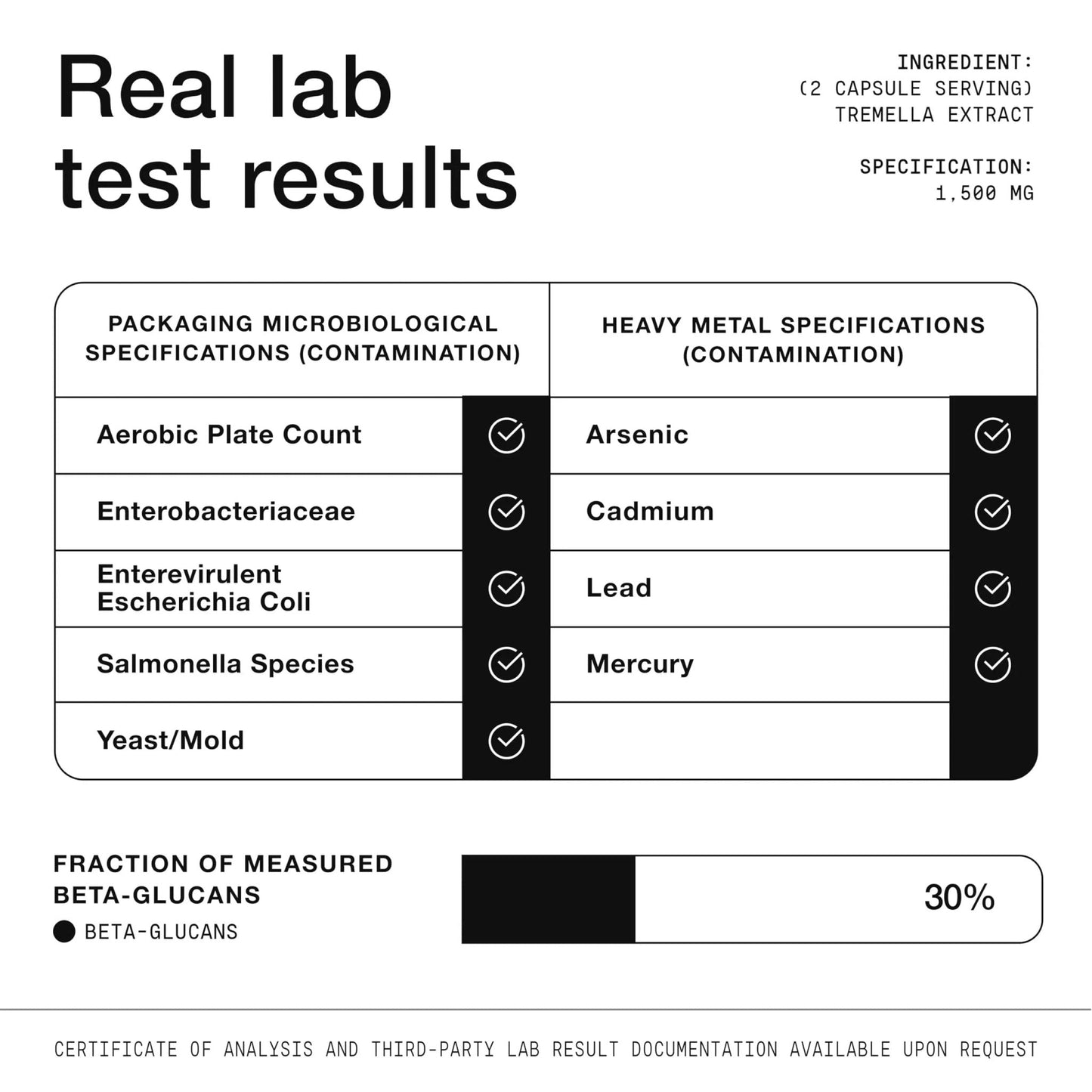 Tremella Mushroom Ultra High Potency 15:1 Extract with 30% Beta Glucans - Pure & Concentrated Formula - Third-Party Lab Tested for Purity & Quality - 120 Capsules - Maple Wellness Supplements