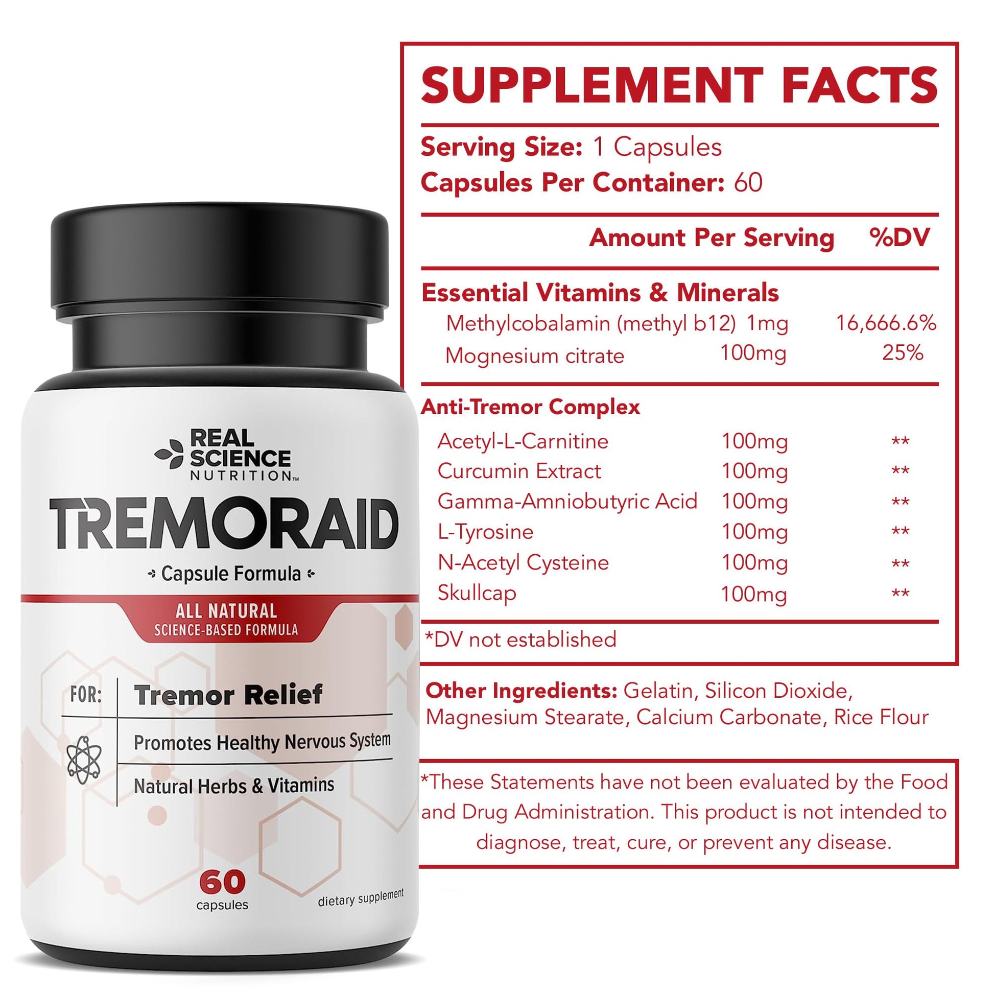 Tremoraid Essential Tremor Relief Supplements (60 Caps)* (3 Bottles) - Maple Wellness Supplements