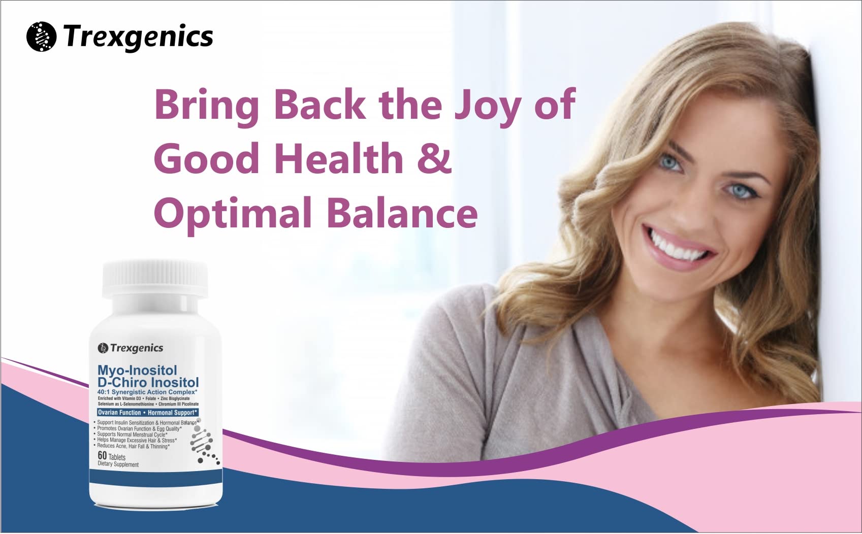 Trexgenics SYNERGISTIC & ADVANCED PCOS Support Myo-Inositol 1000 mg, D-Chiro - Maple Wellness Supplements