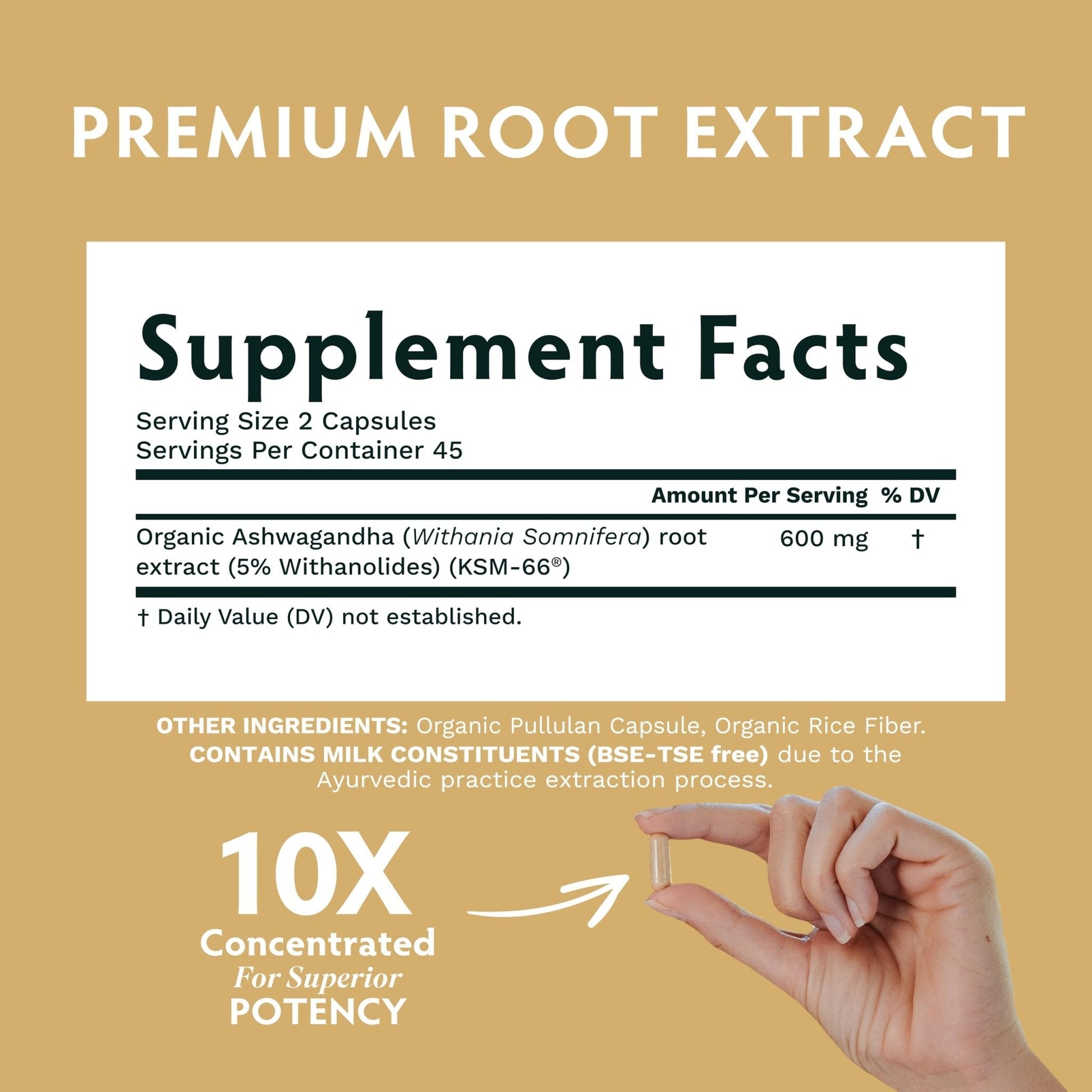 TRIBE ORGANICS Ashwagandha KSM 66 Pure Organic Root Powder Extract Ayurvedic Supplement - Focus Mood Support Increase Energy Strength 600mg of Natural KSM66 for Superior Absorption - 90 Capsules - Maple Wellness Supplements