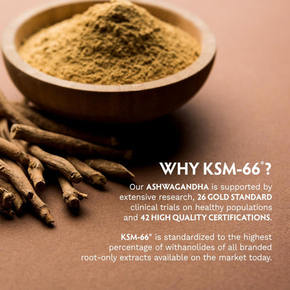 TRIBE ORGANICS Ashwagandha KSM 66 Pure Organic Root Powder Extract Ayurvedic Supplement - Focus Mood Support Increase Energy Strength 600mg of Natural KSM66 for Superior Absorption - 90 Capsules - Maple Wellness Supplements