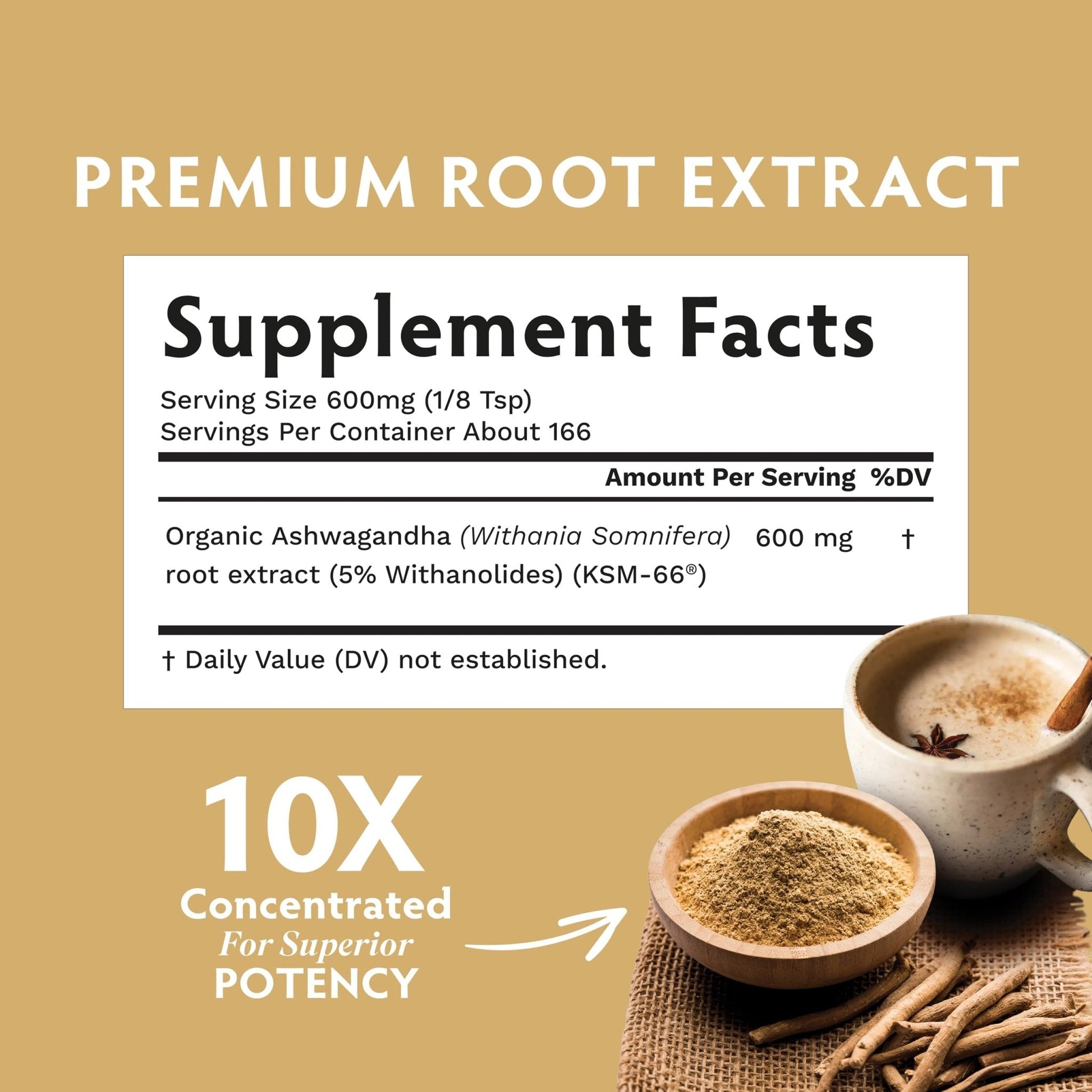 TRIBE ORGANICS KSM-66 Ashwagandha Root Extract Powder Ayurvedic Herb for Mood Support | Increase Energy | Strength - Organic | Natural | Gluten Free | Non GMO | Full-Spectrum - 100g Pouch - Maple Wellness Supplements