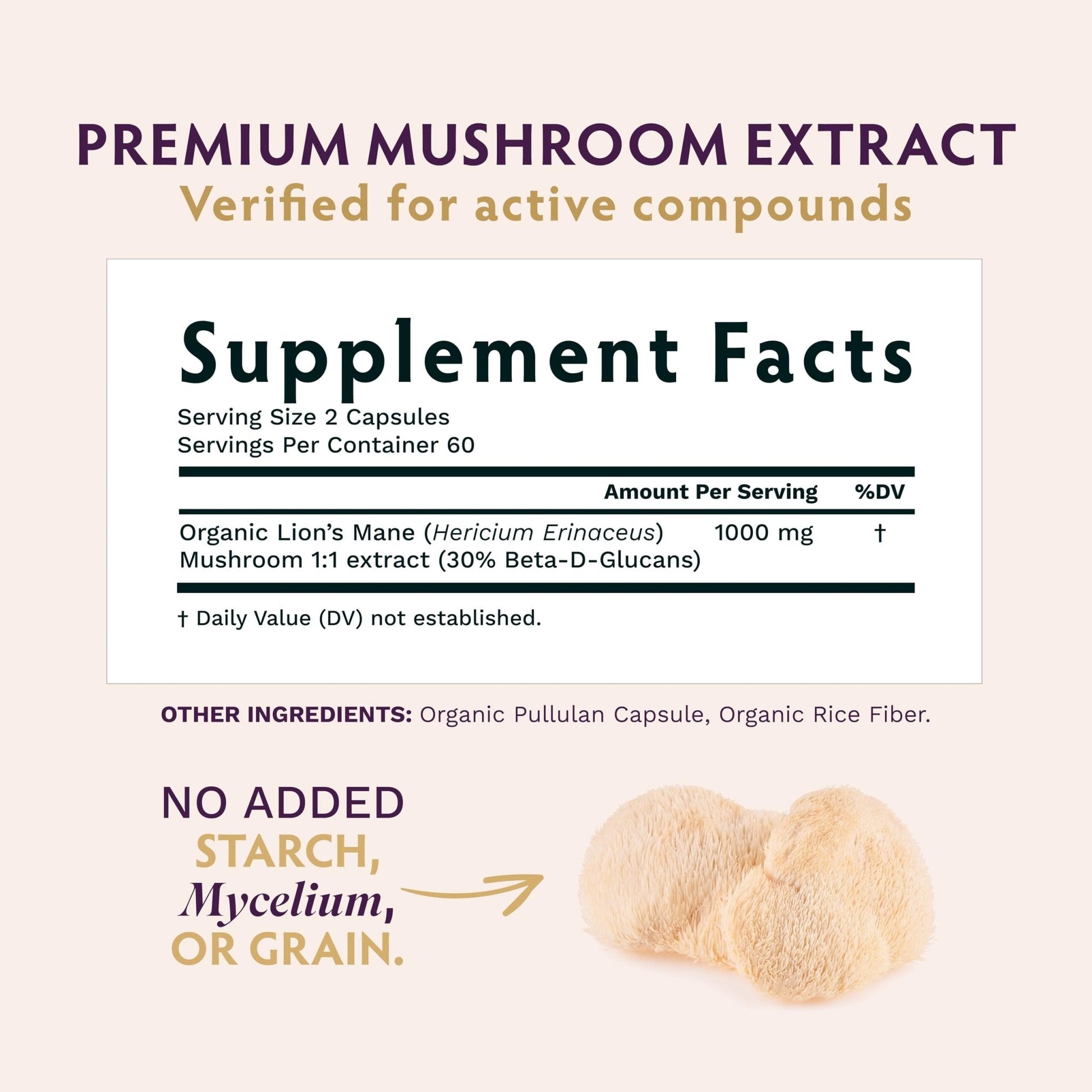 TRIBE ORGANICS Lion’s Mane Supplement 1000mg Mushroom Extract Powder - Immune System Booster & Brain Nootropic for Focus and Memory | Mental Clarity | Natural Energy and Immunity - 120 Vegan Capsules - Maple Wellness Supplements