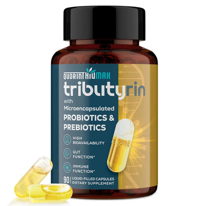 Tributyrin Supplement for Gut & Immune 800mg | High Bioavailability with Microencapsulated Probiotics & Prebiotics - Advanced Liquid-Filled Tributyrin Complex, Gluten Free, 90 Capsules - Maple Wellness Supplements