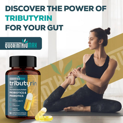 Tributyrin Supplement for Gut & Immune 800mg | High Bioavailability with Microencapsulated Probiotics & Prebiotics - Advanced Liquid-Filled Tributyrin Complex, Gluten Free, 90 Capsules - Maple Wellness Supplements