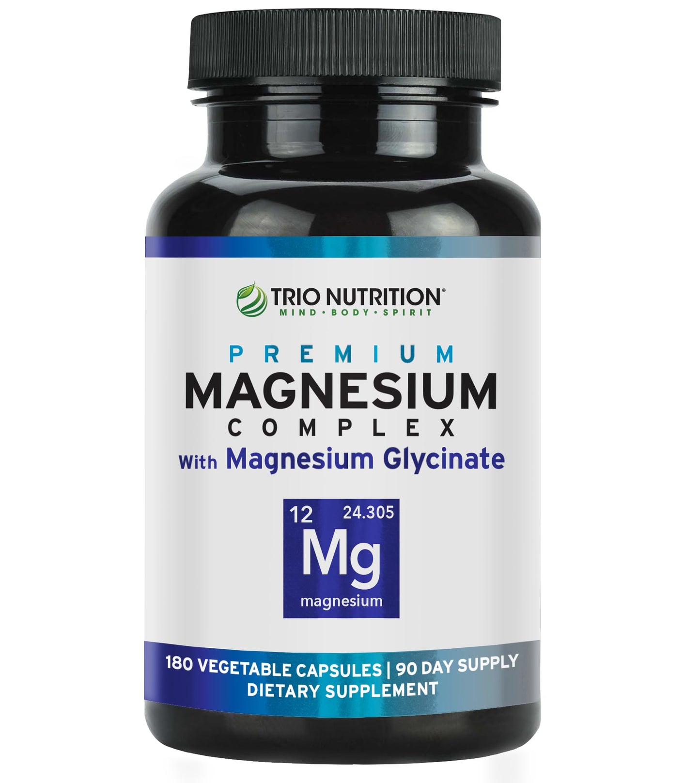 Trio Nutrition Magnesium Complex 90 Day Supply 420 mg | Natural Calm, Relax, Stress Relief, and Muscle Recovery |Magnesium Glycinate Supplement with Vitamin B6 for Rapid Absorption* - Maple Wellness Supplements
