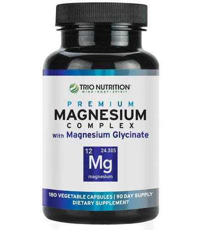 Trio Nutrition Magnesium Complex 90 Day Supply 420 mg | Natural Calm, Relax, Stress Relief, and Muscle Recovery |Magnesium Glycinate Supplement with Vitamin B6 for Rapid Absorption* - Maple Wellness Supplements