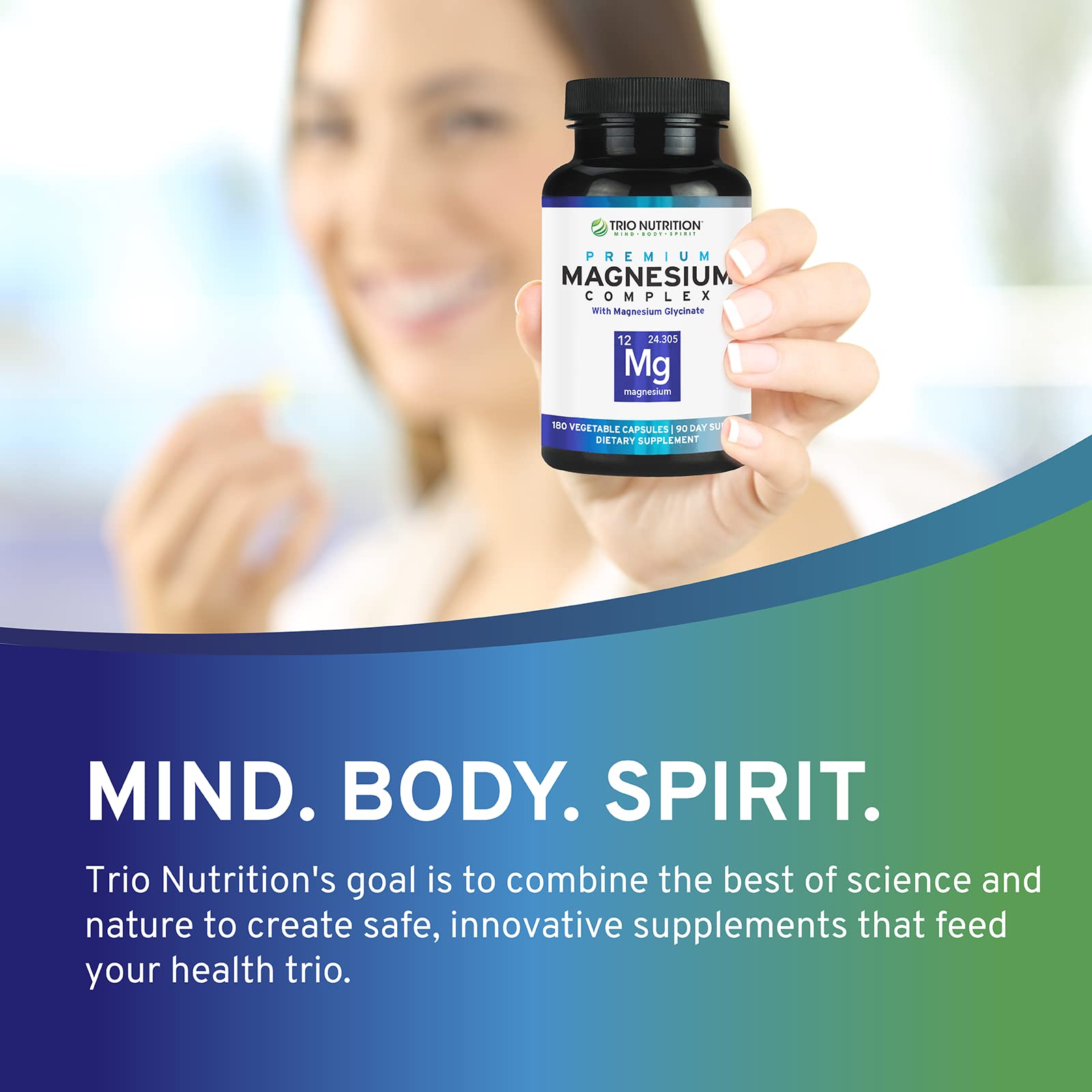 Trio Nutrition Magnesium Complex 90 Day Supply 420 mg | Natural Calm, Relax, Stress Relief, and Muscle Recovery |Magnesium Glycinate Supplement with Vitamin B6 for Rapid Absorption* - Maple Wellness Supplements