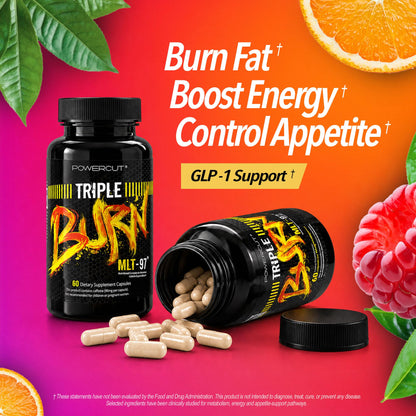 Triple Burn Pills for Women & Men, Fat Burner GLP-1 Support, Appetite Suppressant, Diet Pills with Green Coffee Extract & Cayenne (60 Capsules) - Maple Wellness Supplements