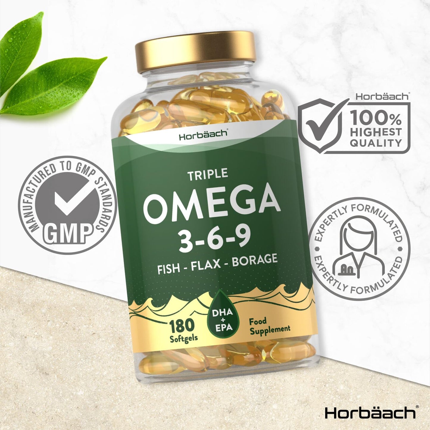 Triple Omega 3 6 9 Capsules | 180 Count | High Strength Supplement with DHA - Maple Wellness Supplements