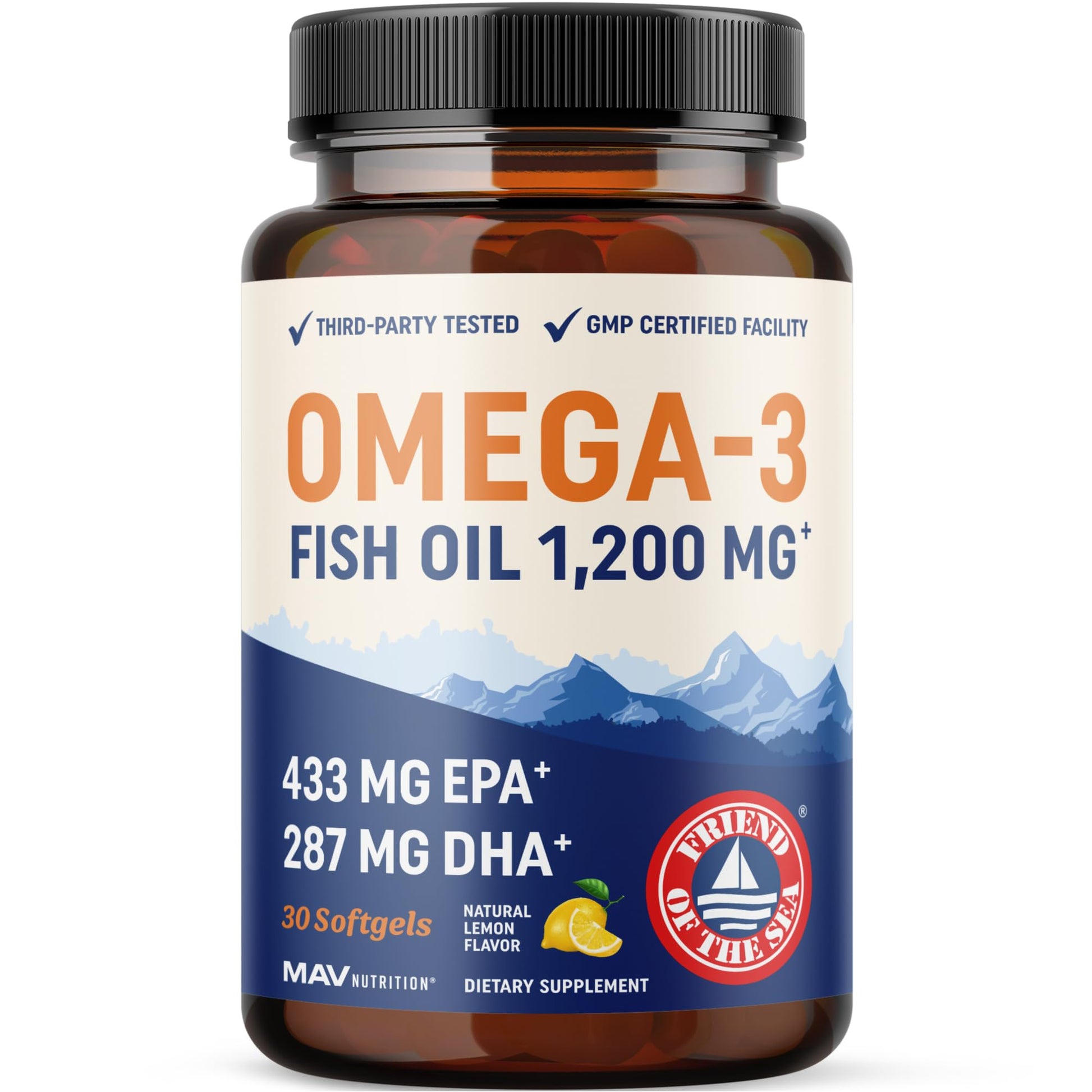 Triple Strength Omega 3 Fish Oil 1200 mg | EPA & DHA | Wild Caught, Sustainably Sourced Omega-3 Fatty Acids | Premium Burpless Fish Oil Supplements - Maple Wellness Supplements