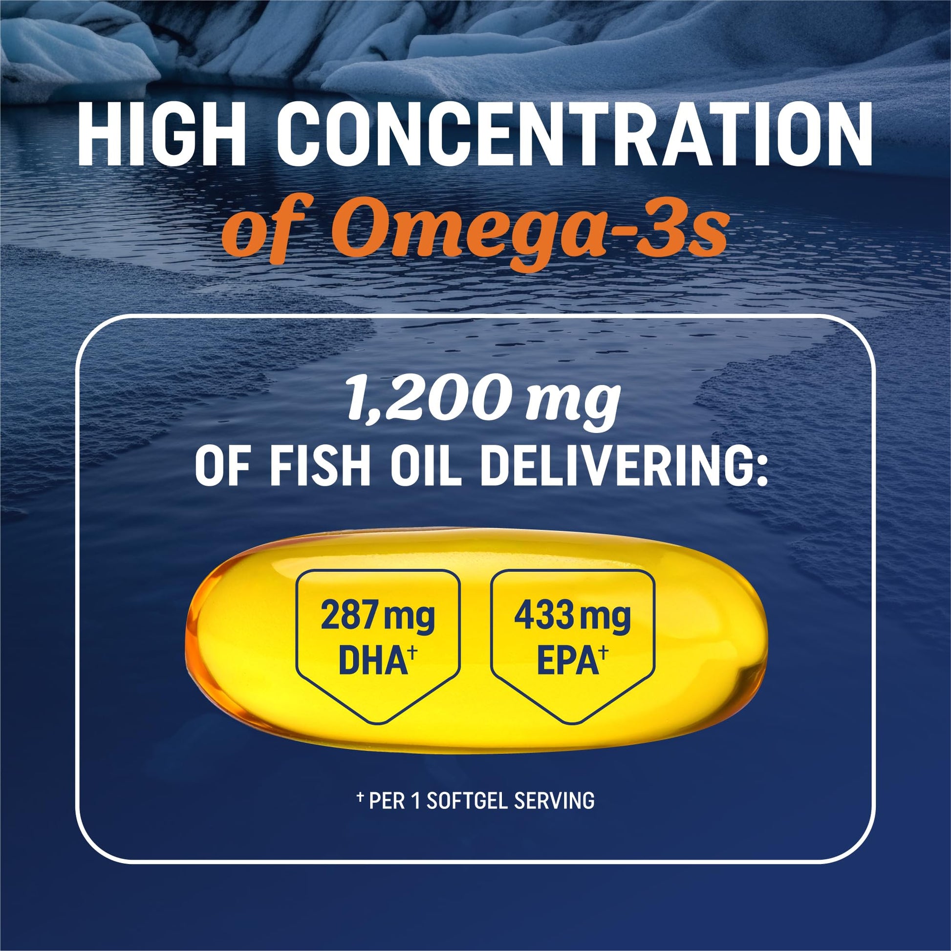 Triple Strength Omega 3 Fish Oil 1200 mg | EPA & DHA | Wild Caught, Sustainably Sourced Omega-3 Fatty Acids | Premium Burpless Fish Oil Supplements - Maple Wellness Supplements