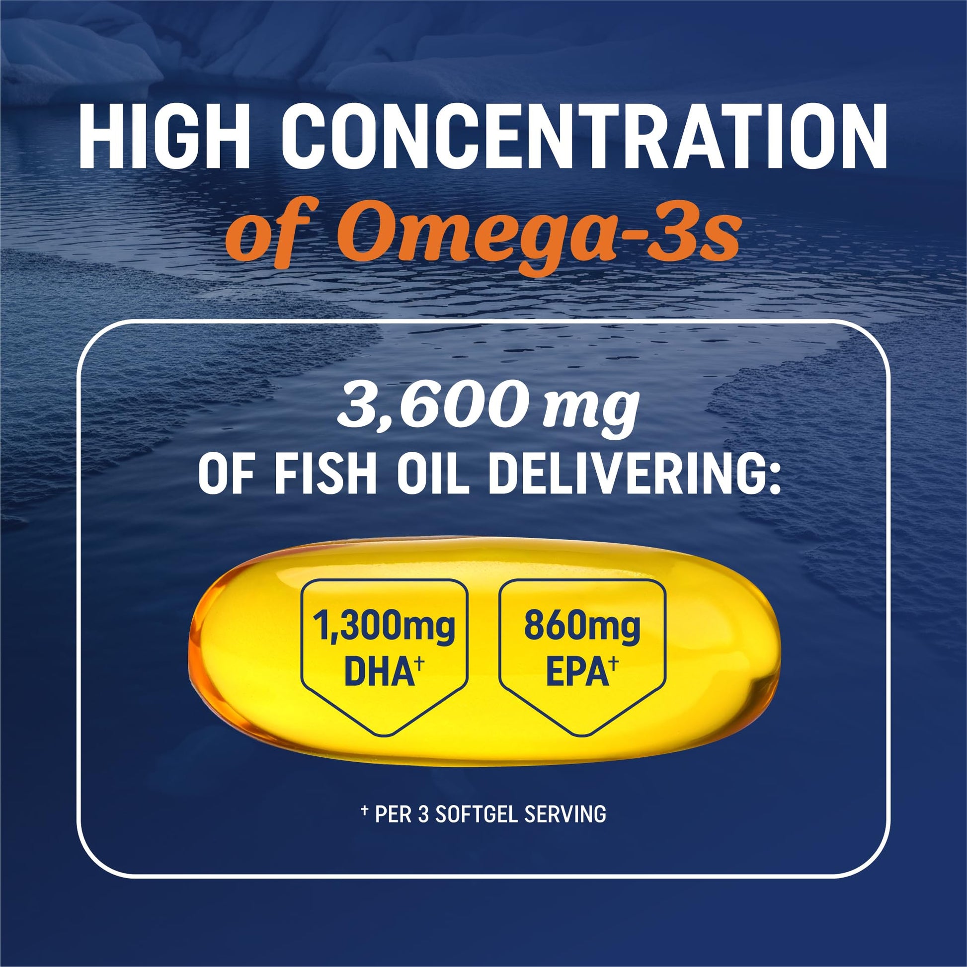 Triple Strength Omega 3 Fish Oil 3600 mg | EPA & DHA | Over 2100mg Omega-3 Fatty Acids | 1300mg EPA + 860mg DHA | Best Essential Fatty Acids | Premium Wild Caught & Burpless Fish Oil | 120 Ct - Maple Wellness Supplements