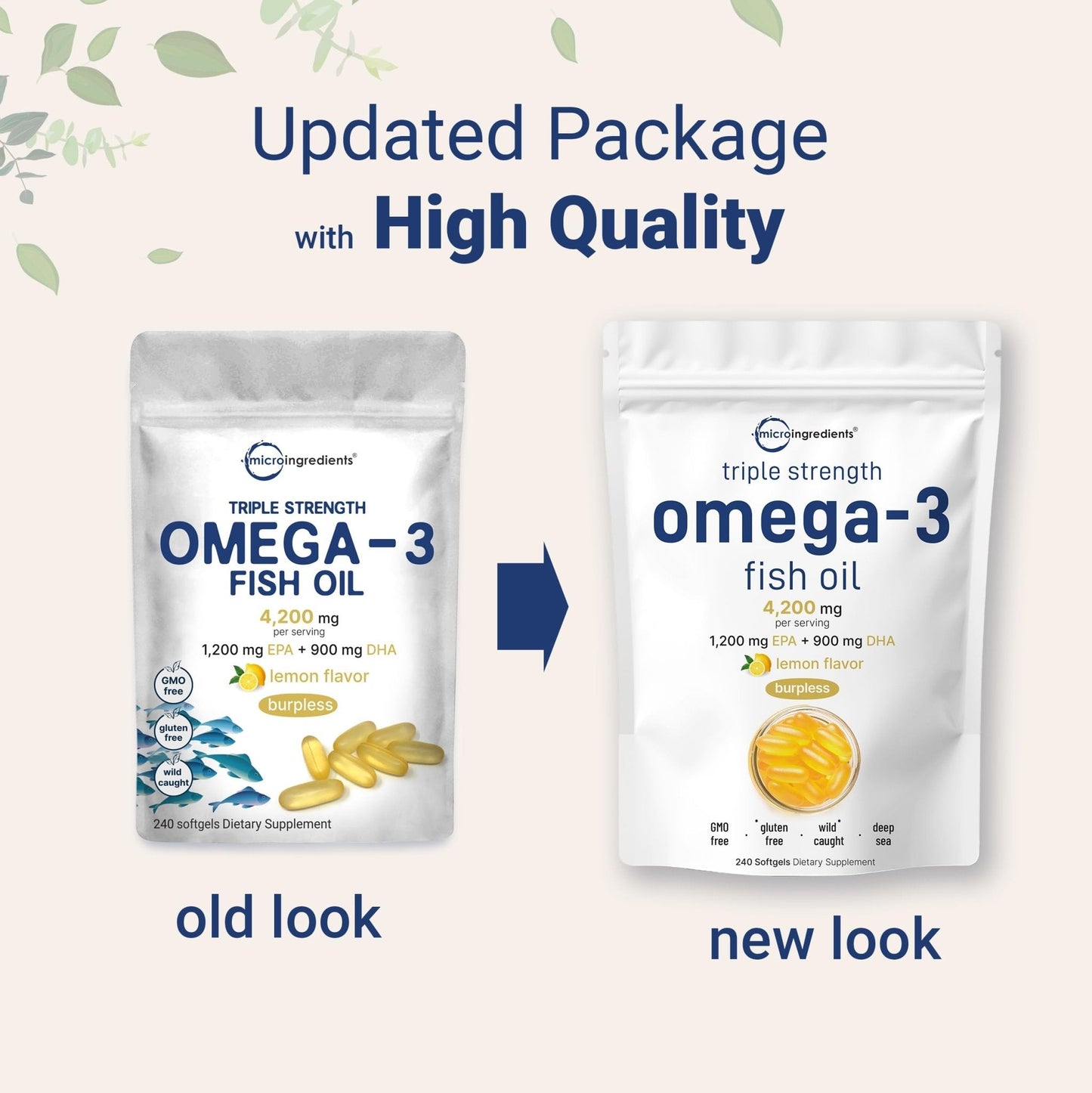 Triple Strength Omega 3 Fish Oil Supplements 4200mg Per Serving, 240 Softgels - Maple Wellness Supplements