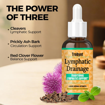 Trobyot Lymphatic Drainage Drops - Features Cleavers (Lymphatic), Prickly Ash Bark (Circulation), Red Clover Flower (Balance) - Immune Support Formula,2fl oz - Maple Wellness Supplements